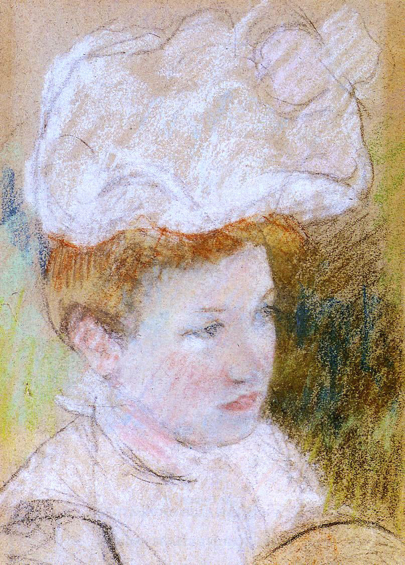Mary Cassatt Leontine in a Pink Fluffy Hat - Hand Painted Oil Painting