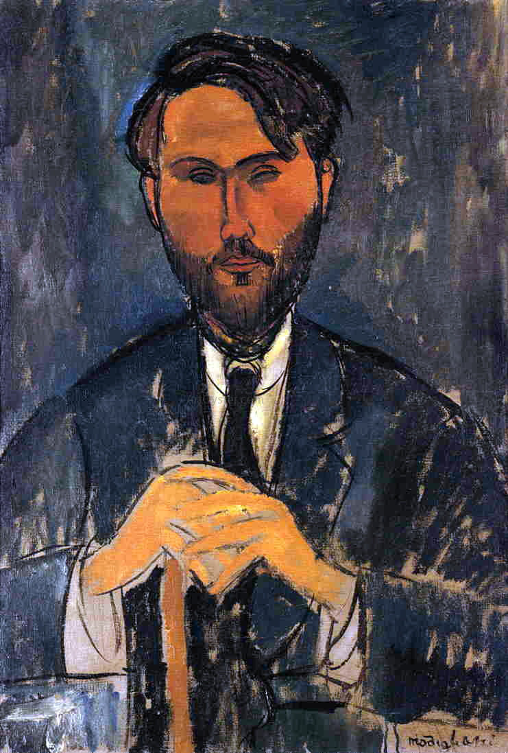 Amedeo Modigliani Leopold Zborowski with Cane (also known as Portrait of Zborowski with Yellow Hands) - Hand Painted Oil Painting