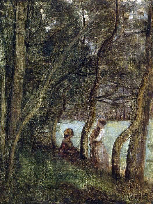 Jean-Baptiste-Camille Corot Les Alinges, Haute Savoie, Figures under the Trees - Hand Painted Oil Painting