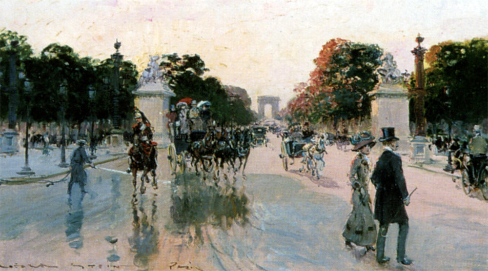 Georges Stein Les Champs Elysees Au Petit Matin - Hand Painted Oil Painting