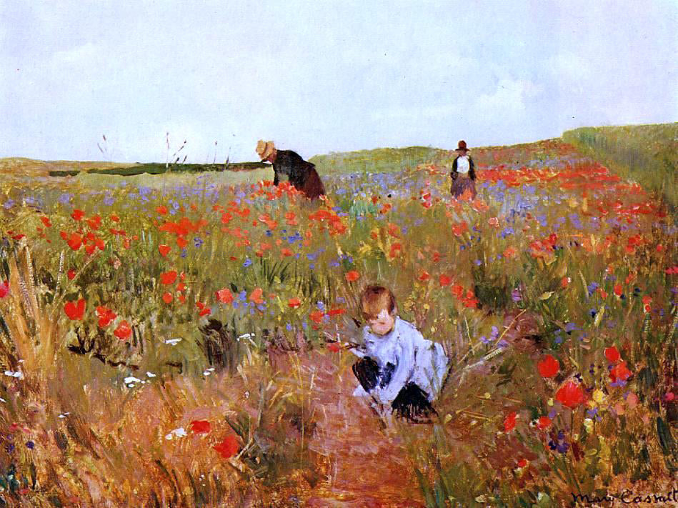Mary Cassatt Les Coquelicots (also known as Red Poppies) - Hand Painted Oil Painting