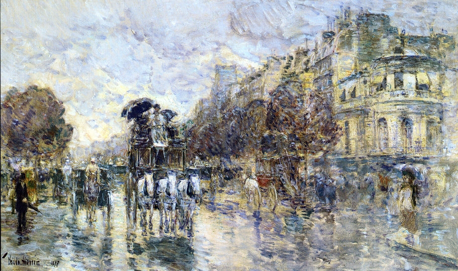  Frederick Childe Hassam Les Grands Boulevards, Paris - Hand Painted Oil Painting