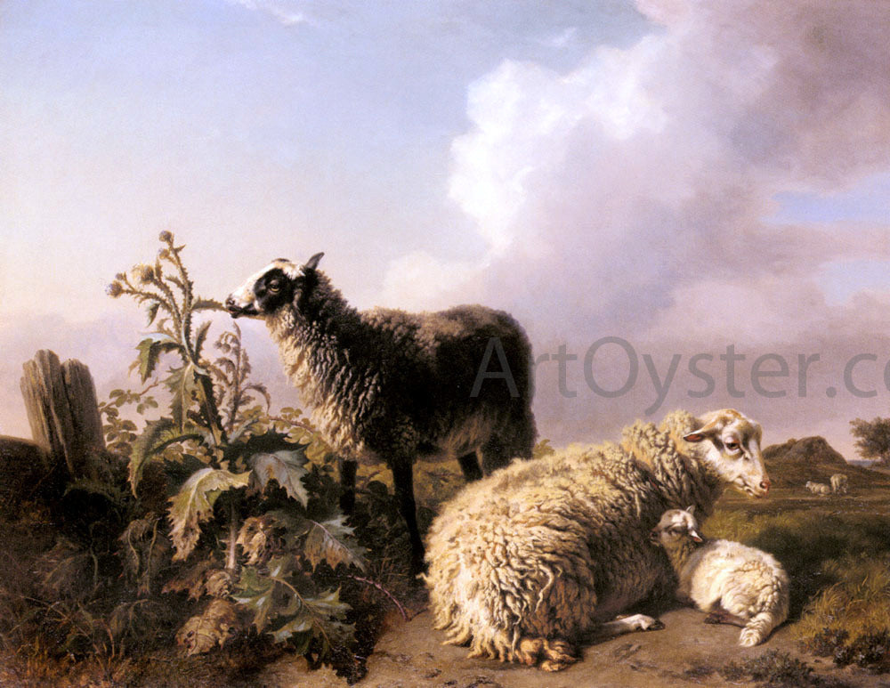 Edmond Baptiste Tschaggeny Les Moutons - Hand Painted Oil Painting