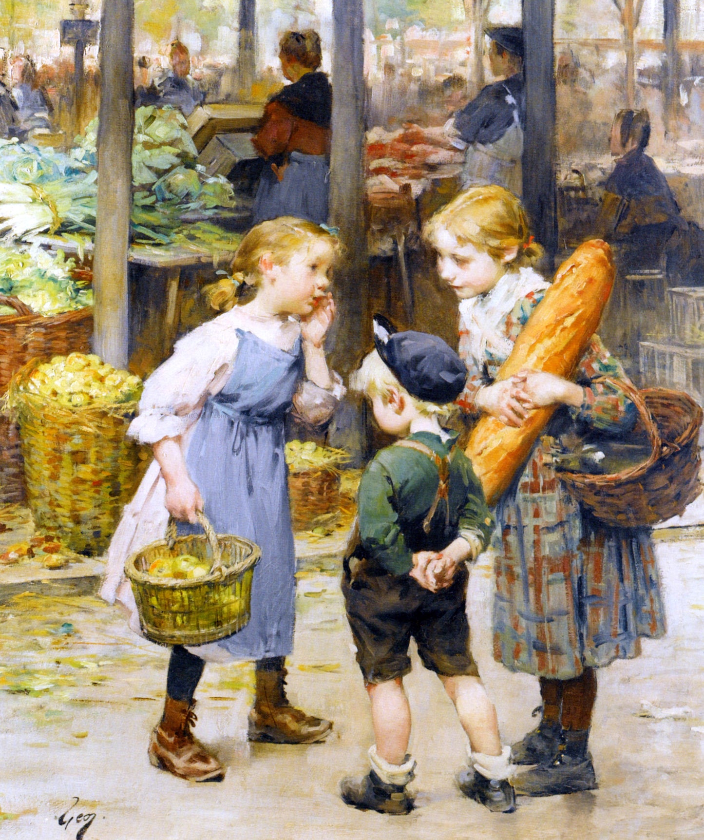 Henry Jean Geoffroy Les Petites Menageres - Hand Painted Oil Painting