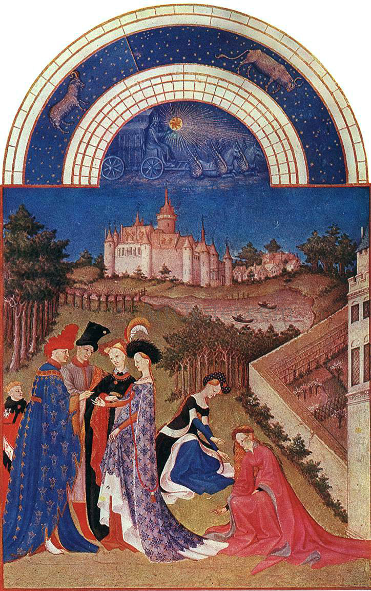 The Johan Limbourg Les tres riches heures du Duc de Berry: Avril (April) - Hand Painted Oil Painting