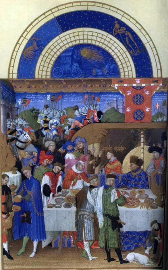 The Johan Limbourg Les tres riches heures du Duc de Berry: Janvier (January) - Hand Painted Oil Painting