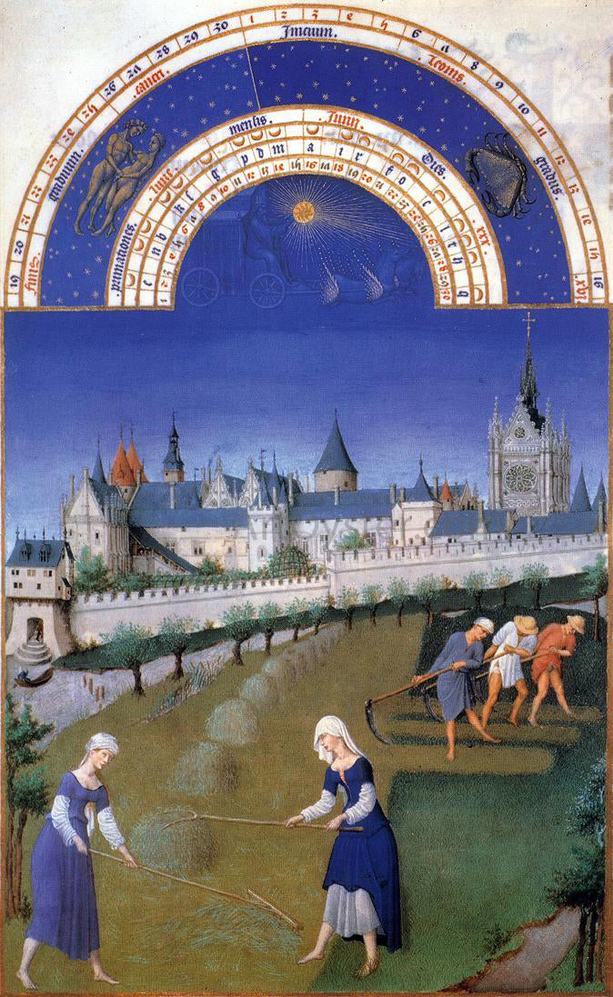The Johan Limbourg Les tres riches heures du Duc de Berry: Juin (June) - Hand Painted Oil Painting