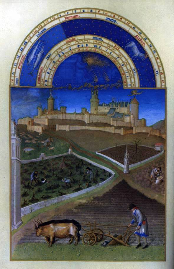The Johan Limbourg Les tres riches heures du Duc de Berry: Mars (March) - Hand Painted Oil Painting