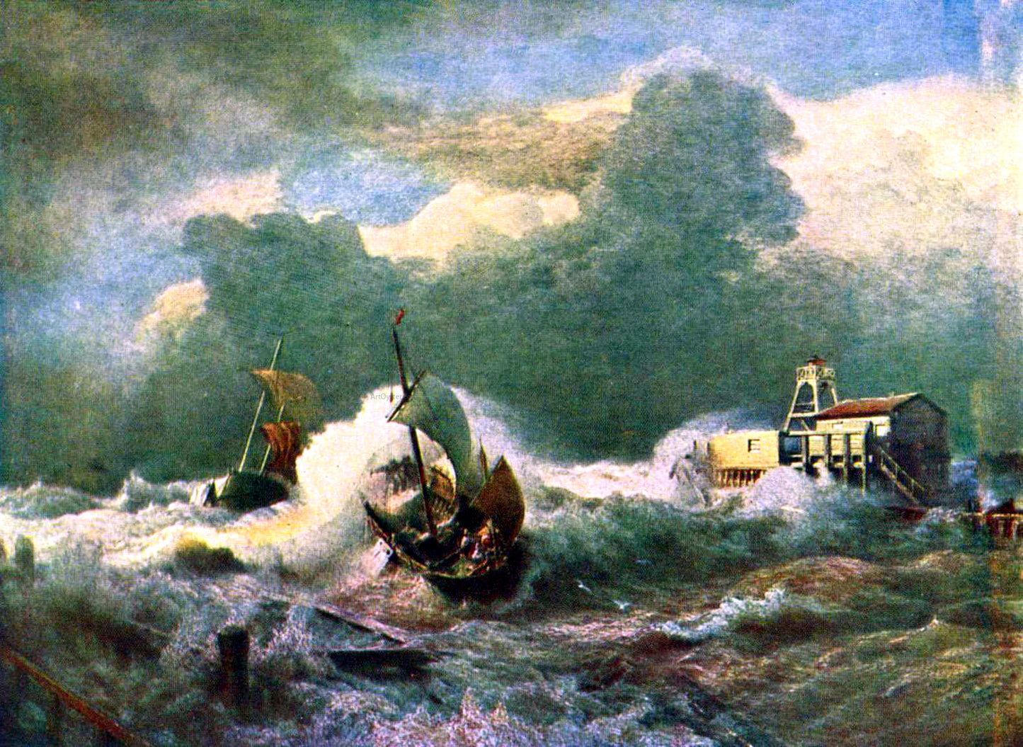 Andreas Achenbach Leuchtturm bei Ostende - Hand Painted Oil Painting