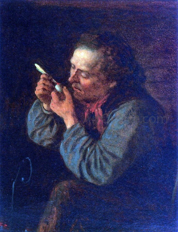 Eastman Johnson Lighting His Pipe - Hand Painted Oil Painting