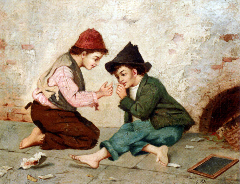Gaetano Lodi Lighting Up - Hand Painted Oil Painting