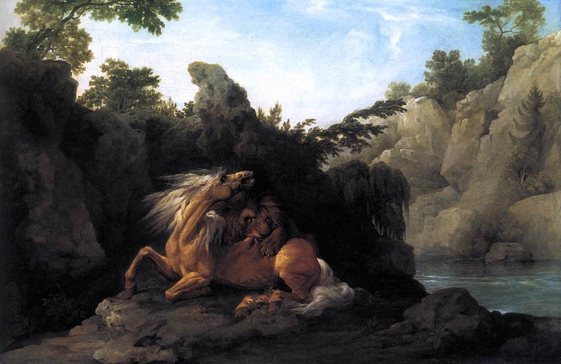 George Stubbs Lion Devouring a Horse - Hand Painted Oil Painting