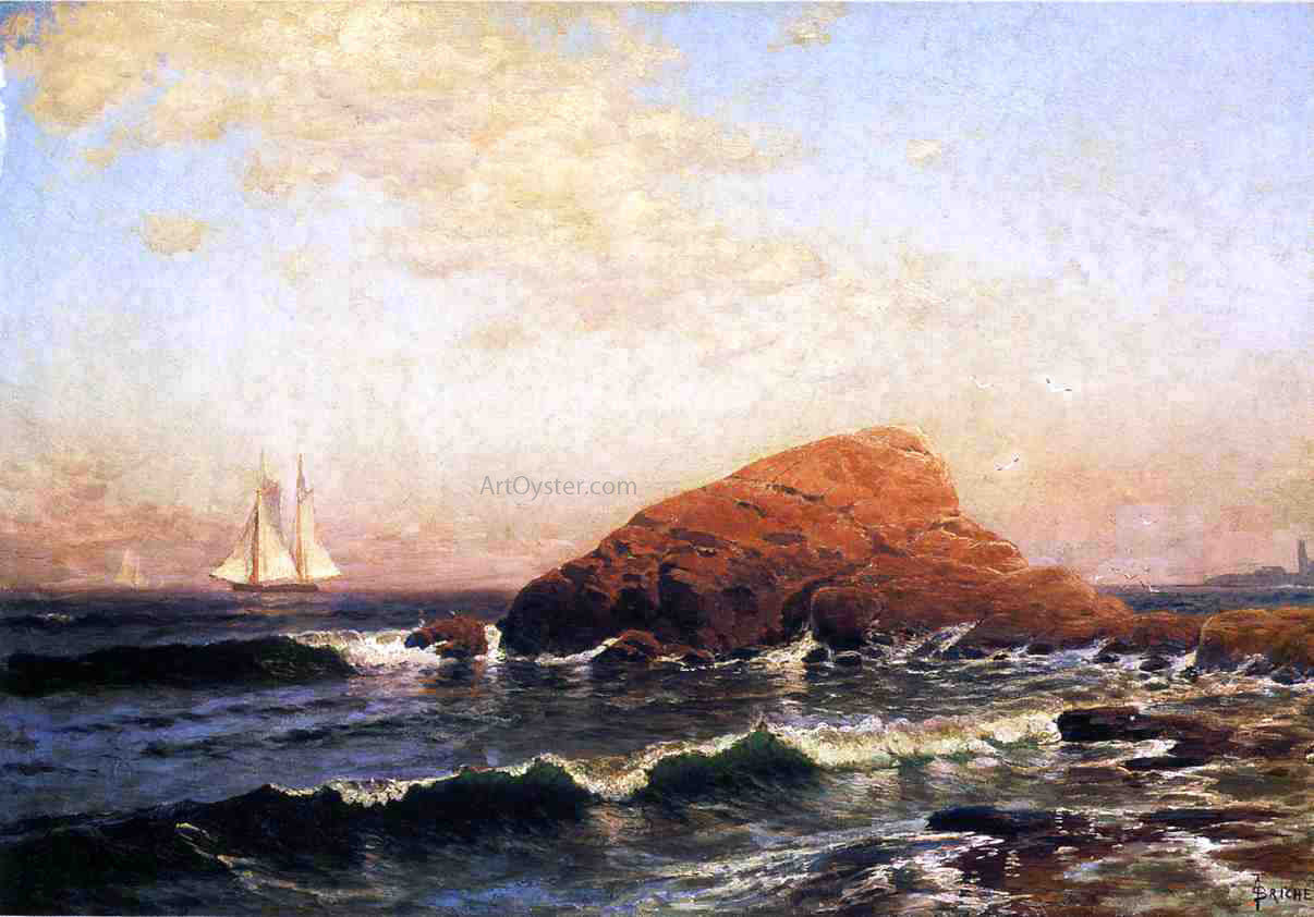 Alfred Thompson Bricher Little Bass Rock, Narragansett, RI - Hand Painted Oil Painting