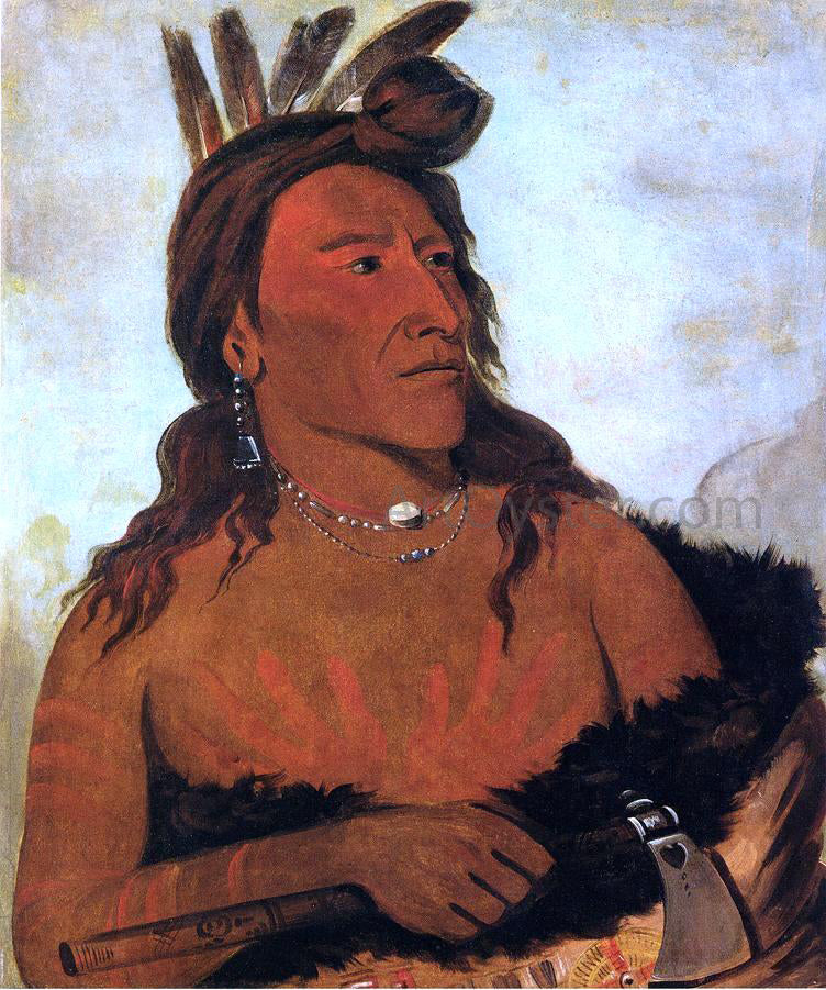 George Catlin Little Bear, Hunkpapa Brave - Hand Painted Oil Painting