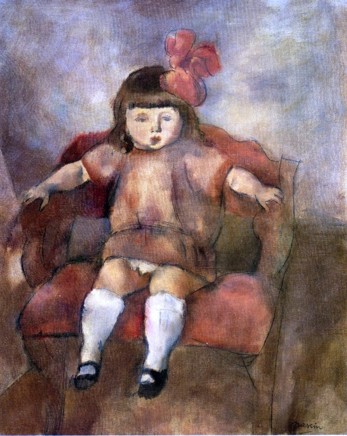 Jules Pascin Little Gifl on an Armchair - Hand Painted Oil Painting