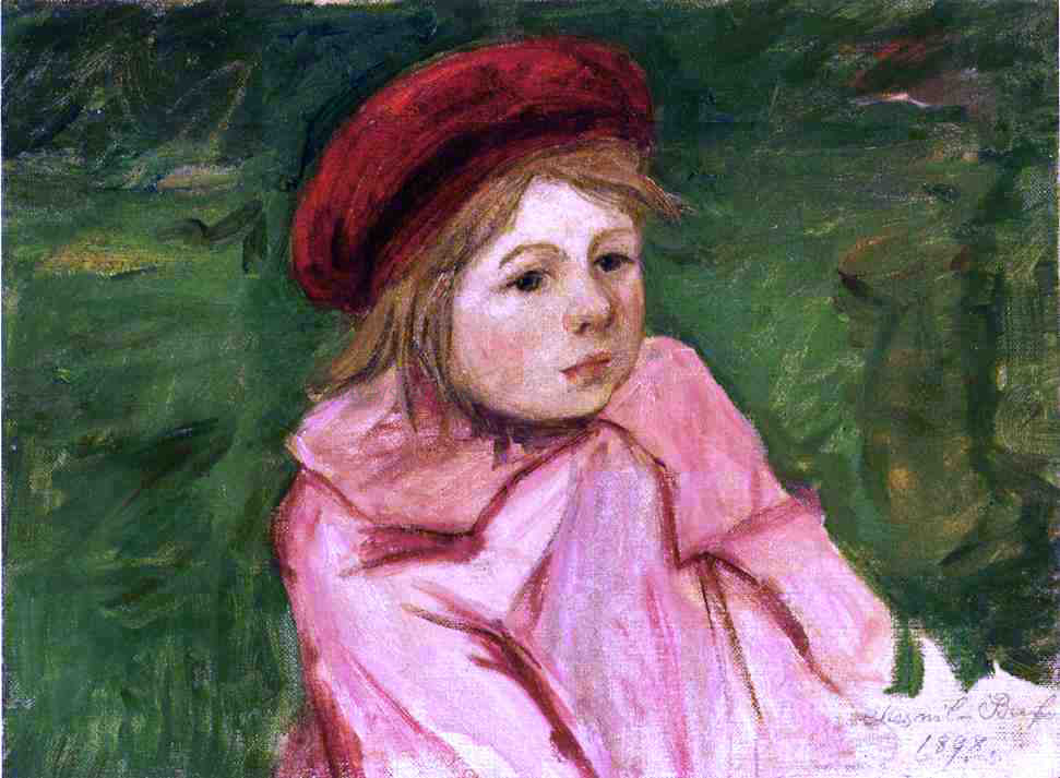 Mary Cassatt Little Girl in a Red Beret - Hand Painted Oil Painting
