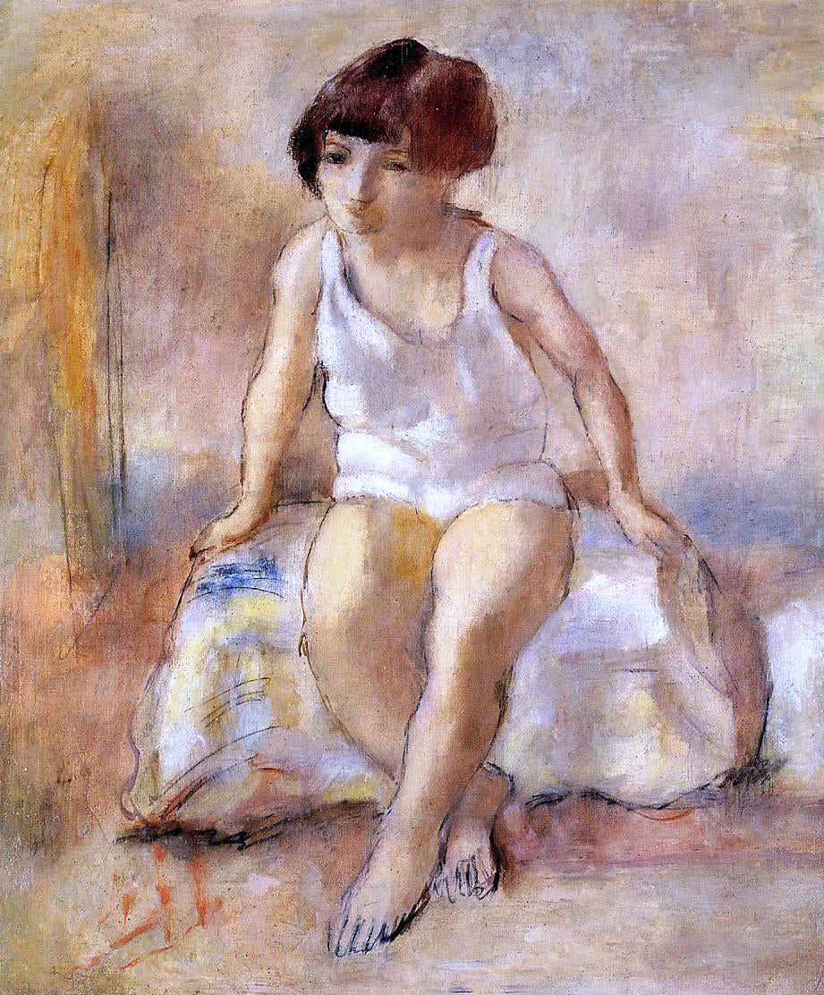 Jules Pascin Little Girl in a White shirt - Hand Painted Oil Painting
