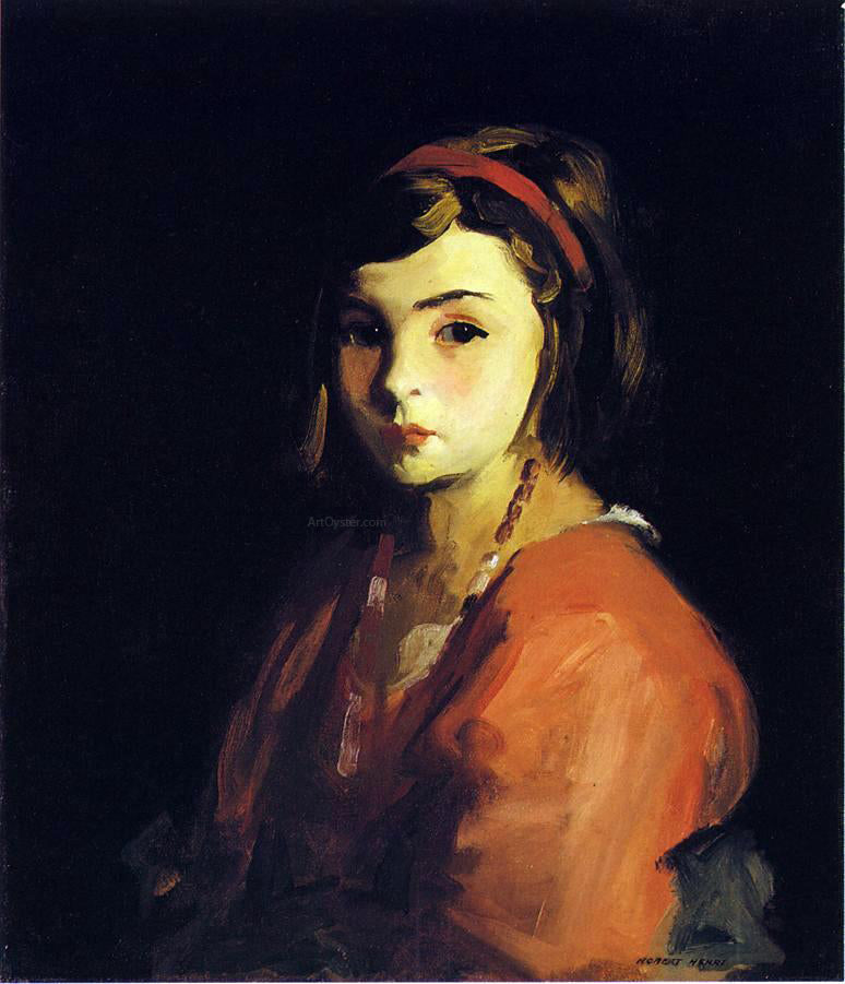 Robert Henri Little Girl in Red (also known as Agnes in Red) - Hand Painted Oil Painting