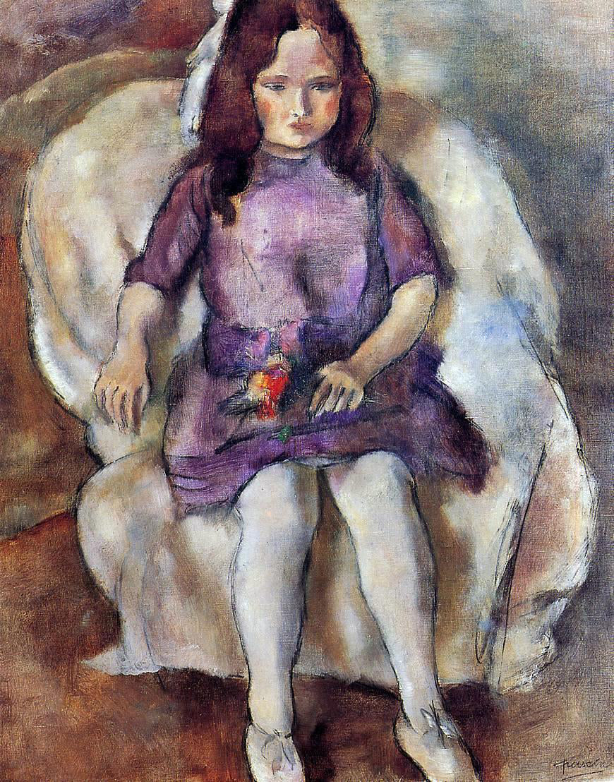Jules Pascin Little Girl with a Bouquet - Hand Painted Oil Painting