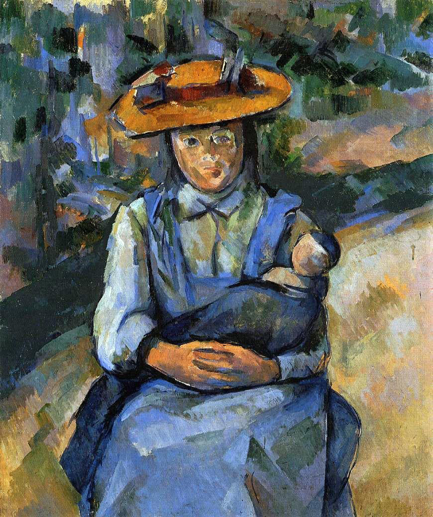 Paul Cezanne Little Girl with a Doll - Hand Painted Oil Painting