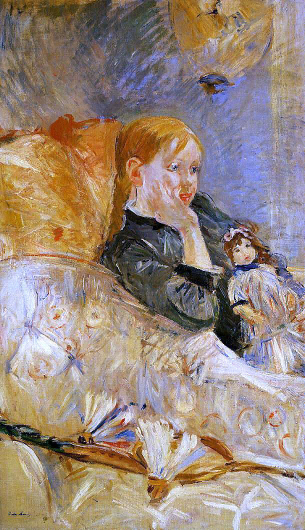  Berthe Morisot A Little Girl with a Doll - Hand Painted Oil Painting