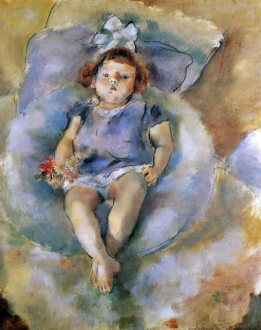 Jules Pascin Little Girl with a White Ribbon - Hand Painted Oil Painting