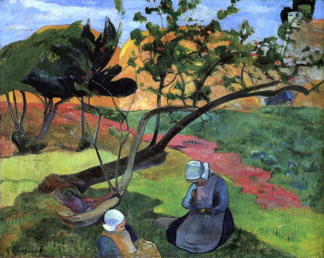 Paul Gauguin Little Girls (also known as Landscape with Two Breton Girls) - Hand Painted Oil Painting