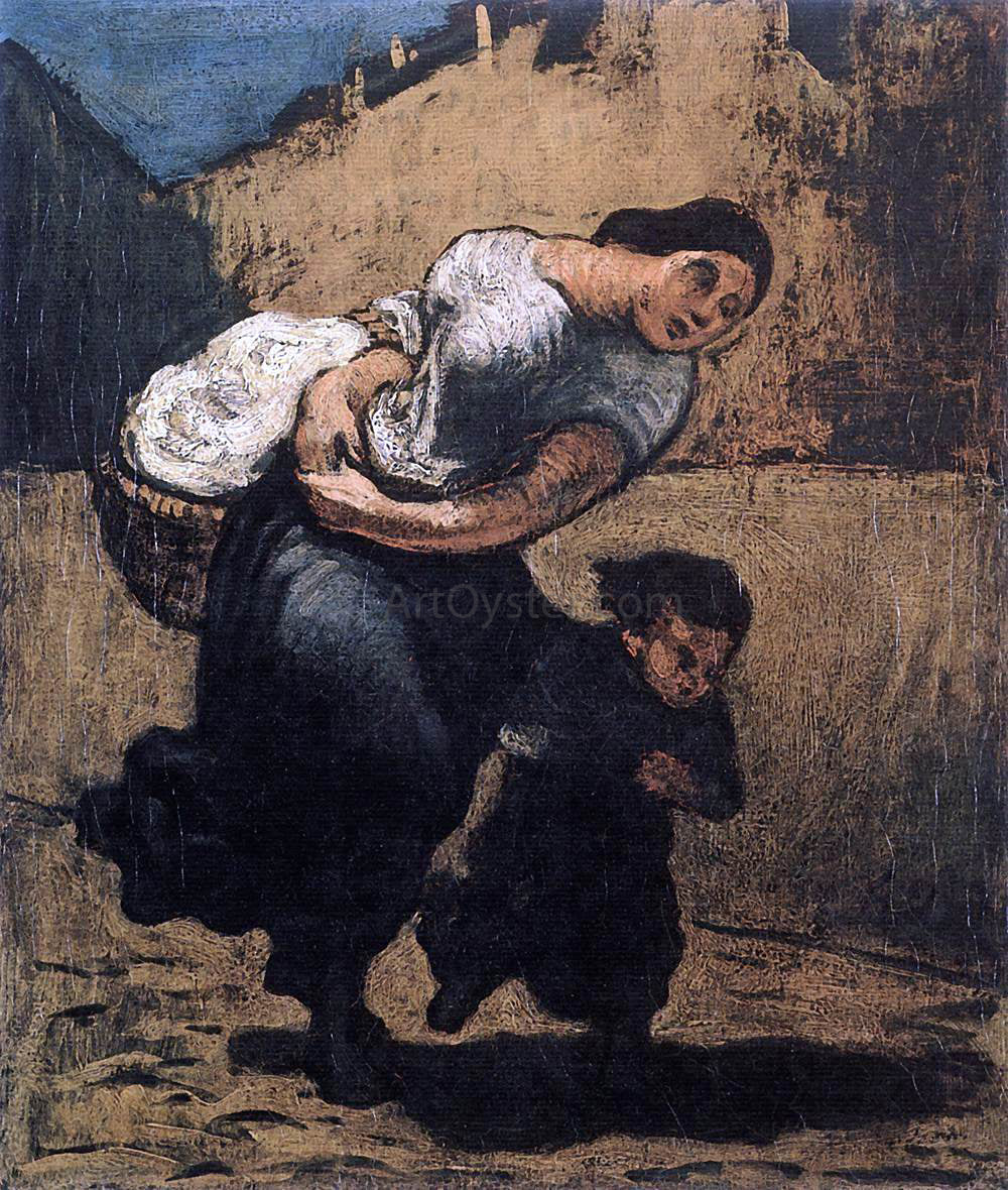 Honore Daumier Load (Washerwoman) - Hand Painted Oil Painting