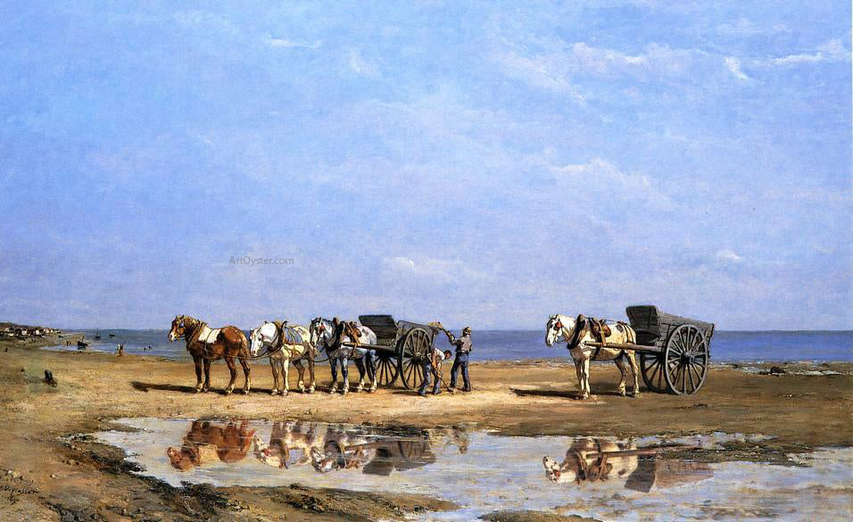 Jules Jacques Veyrassat Loading the Wagon - Hand Painted Oil Painting