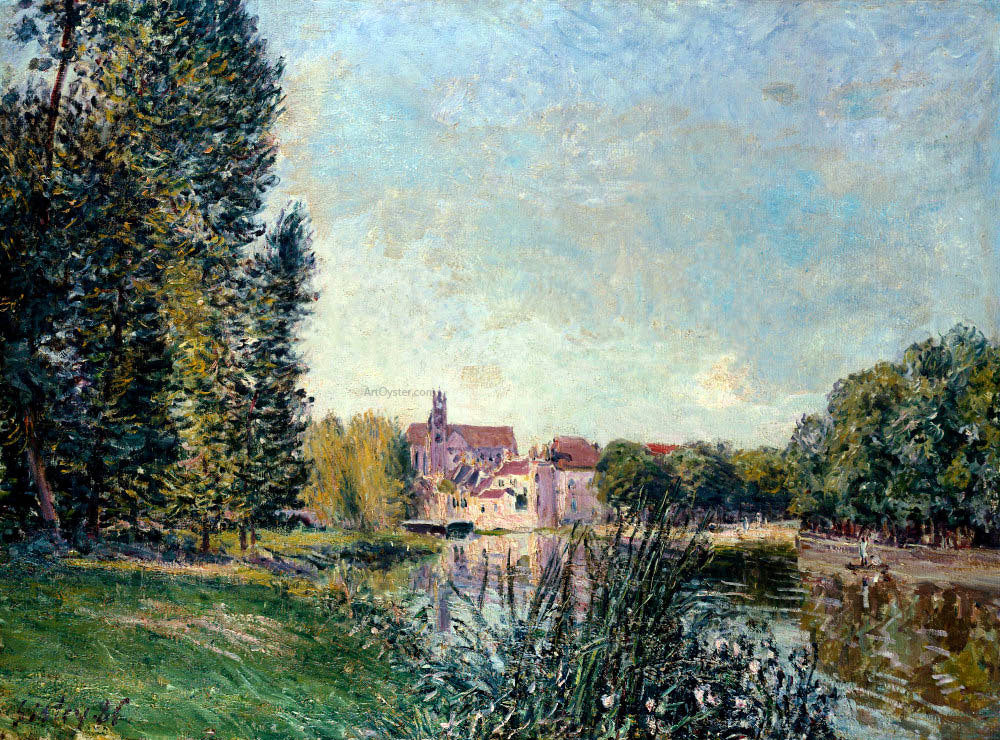 Alfred Sisley Loing River and Church at Moret - Hand Painted Oil Painting