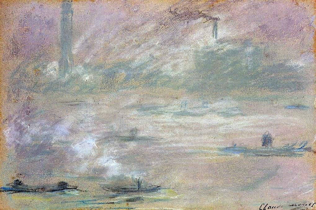Claude Oscar Monet London, Boats on the Thames - Hand Painted Oil Painting