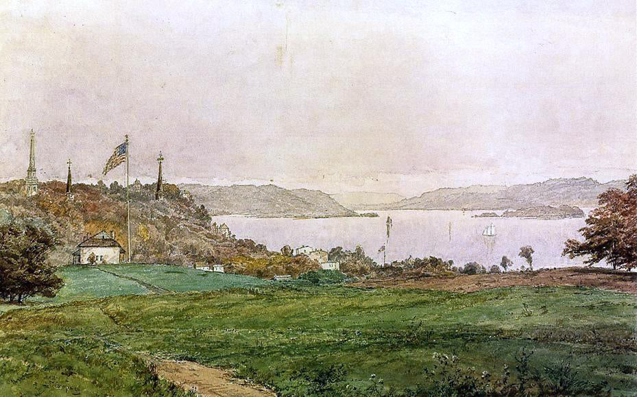 Jasper Francis Cropsey Looking North on The Hudson - Hand Painted Oil Painting