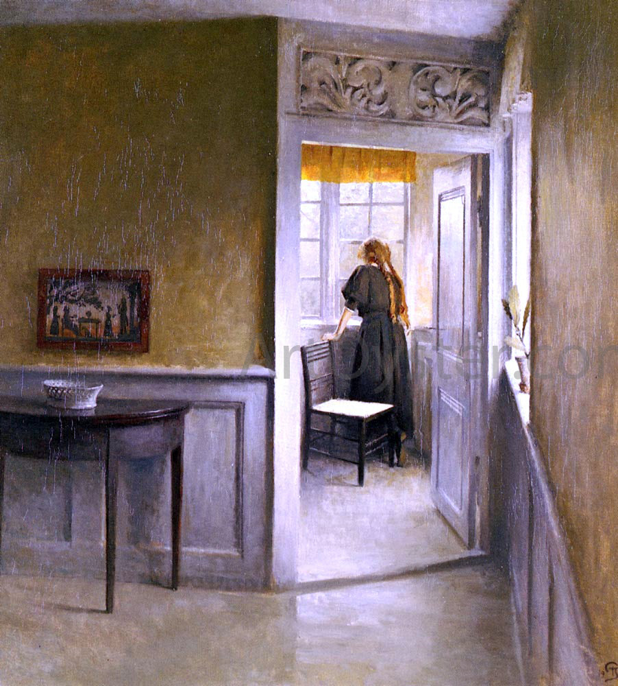 Peter Vilhelm Ilsted Looking Out The Window - Hand Painted Oil Painting