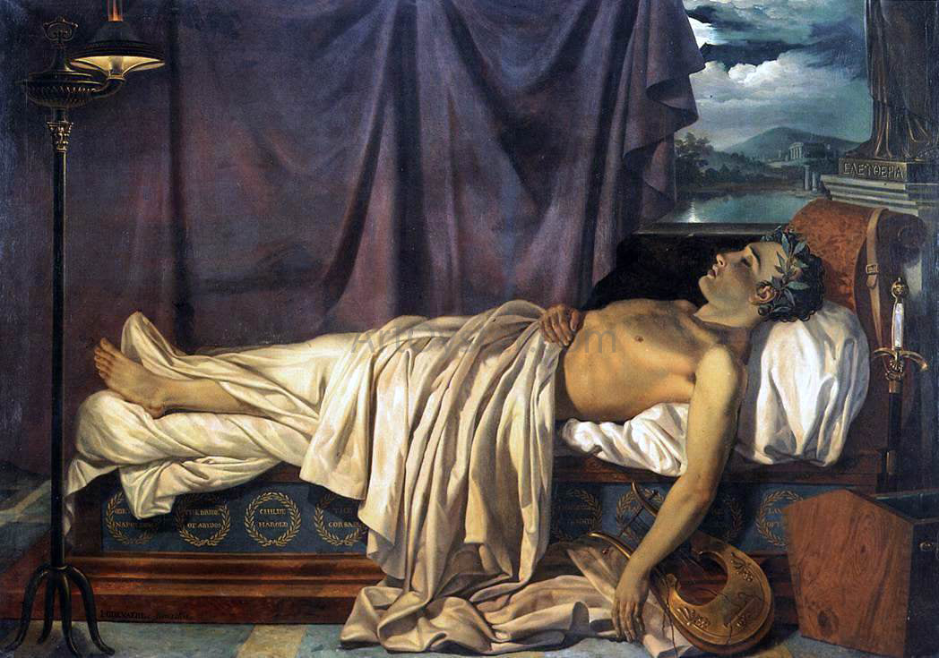 Joseph-Denis Odevaere Lord Byron on his Death-bed - Hand Painted Oil Painting