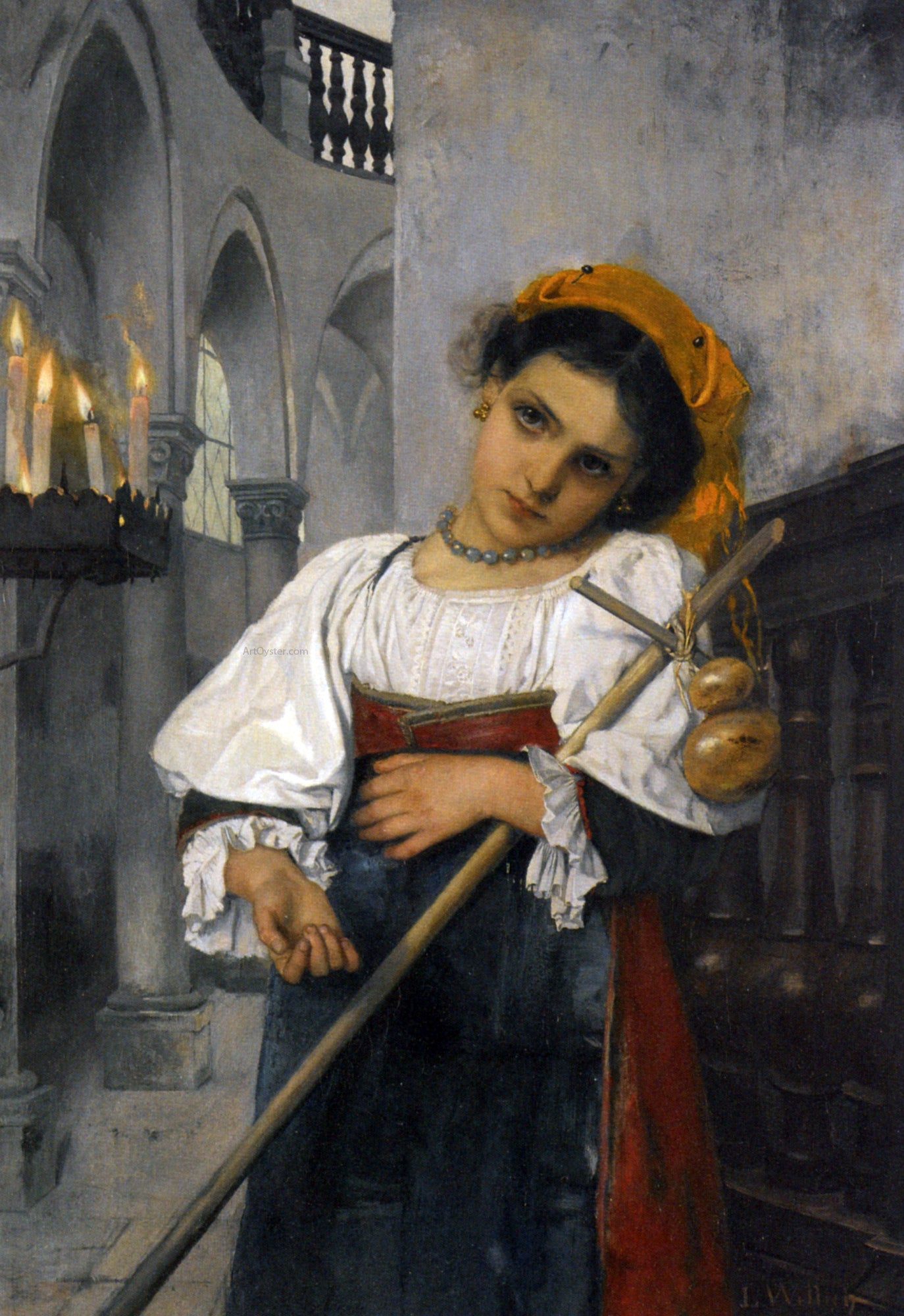 Heinrich Ludwig Wittich Lost in Daydreams - Hand Painted Oil Painting