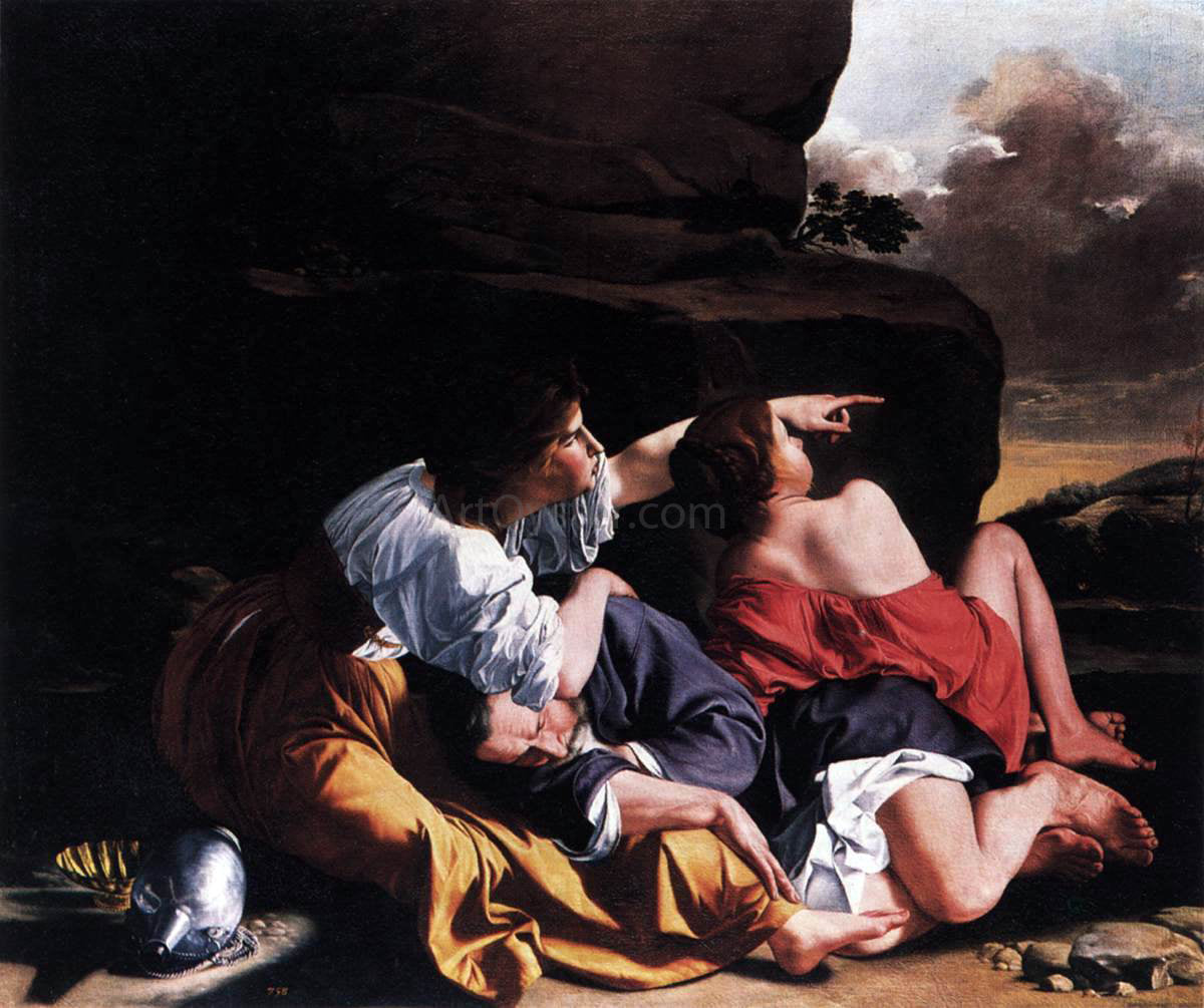 Orazio Gentileschi Lot and his Daughters - Hand Painted Oil Painting