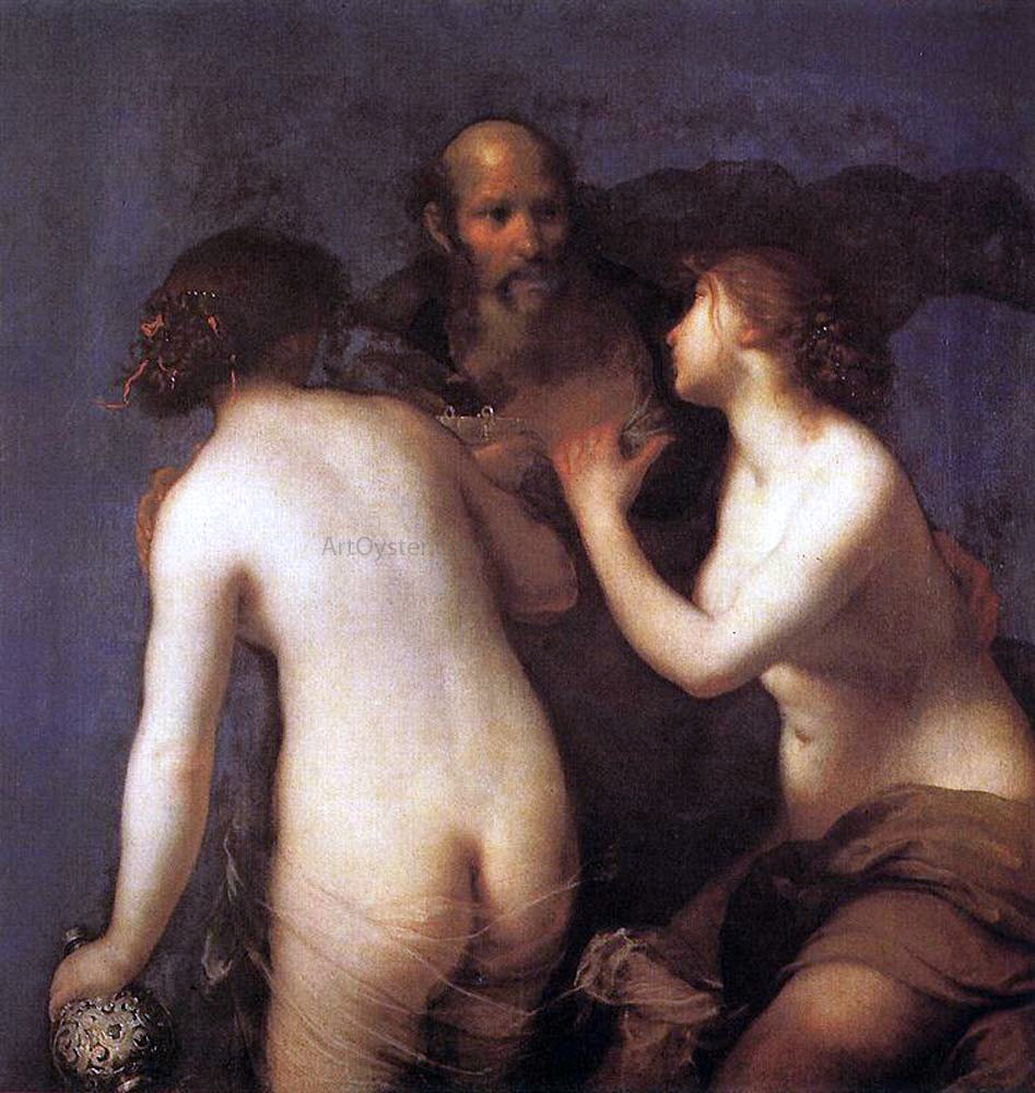 Francesco Furini Lot and his Daughters - Hand Painted Oil Painting