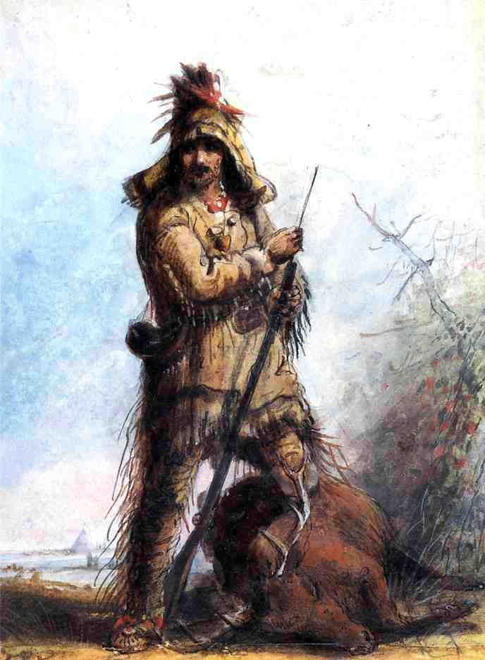 Alfred Jacob Miller Louis - Rocky Mountain Trapper - Hand Painted Oil Painting