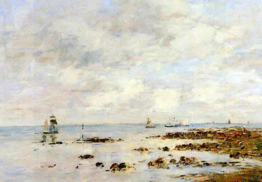 Eugene-Louis Boudin Low Tide at Saint-Vaast-la-Hougue - Hand Painted Oil Painting