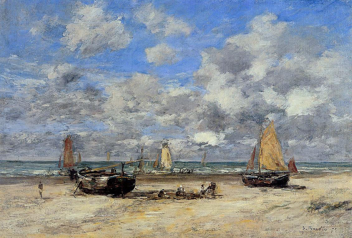 Eugene-Louis Boudin Low Tide at Scheveningen - Hand Painted Oil Painting