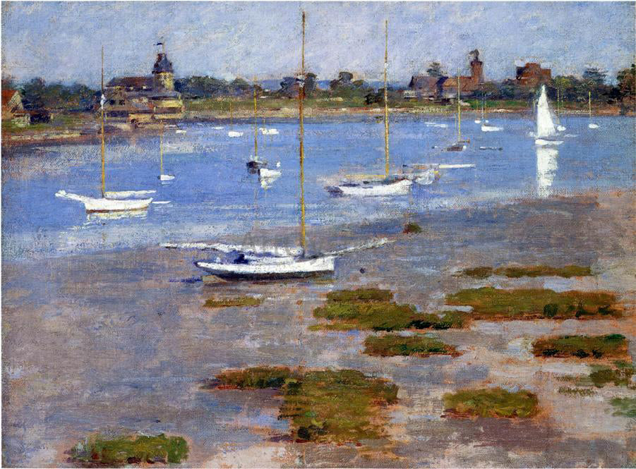 Theodore Robinson Low Tide, The Riverside Yacht Club - Hand Painted Oil Painting