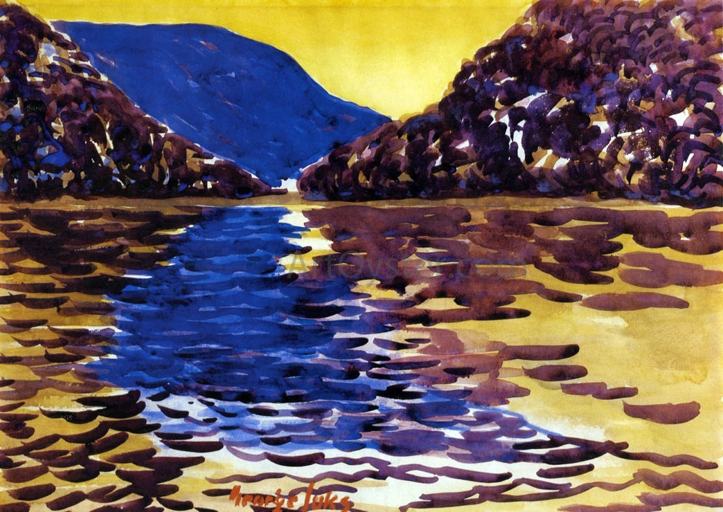 George Luks Lower Ausable Lake, Adirondacks - Hand Painted Oil Painting