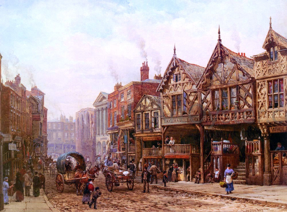 Louise Rayner Lower Bridge Street, Chester - Hand Painted Oil Painting