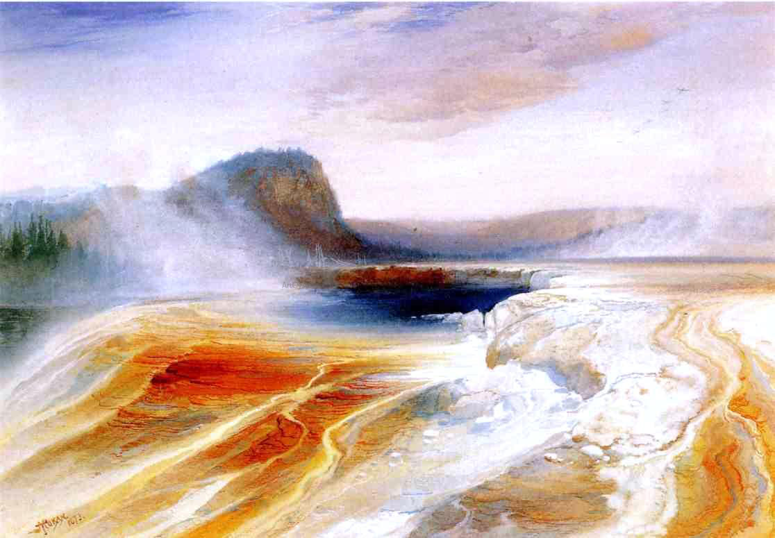 Thomas Moran Lower Geyser Basin - Hand Painted Oil Painting