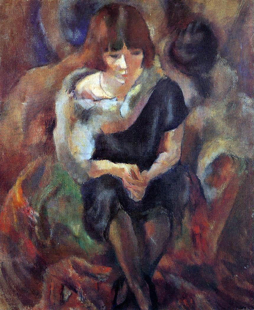 Jules Pascin Lucy Wearing aa Fake Fur - Hand Painted Oil Painting