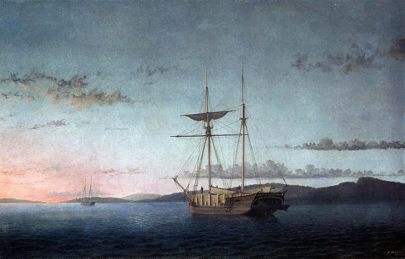 Fitz Hugh Lane Lumber Schooners at Evening on Penobscot Bay - Hand Painted Oil Painting