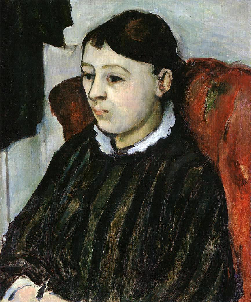 Paul Cezanne Madame Cezanne in a Striped Robe - Hand Painted Oil Painting