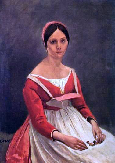 Jean-Baptiste-Camille Corot Madame Legois (also known as Young Woman with Flowers in Her Lap) - Hand Painted Oil Painting