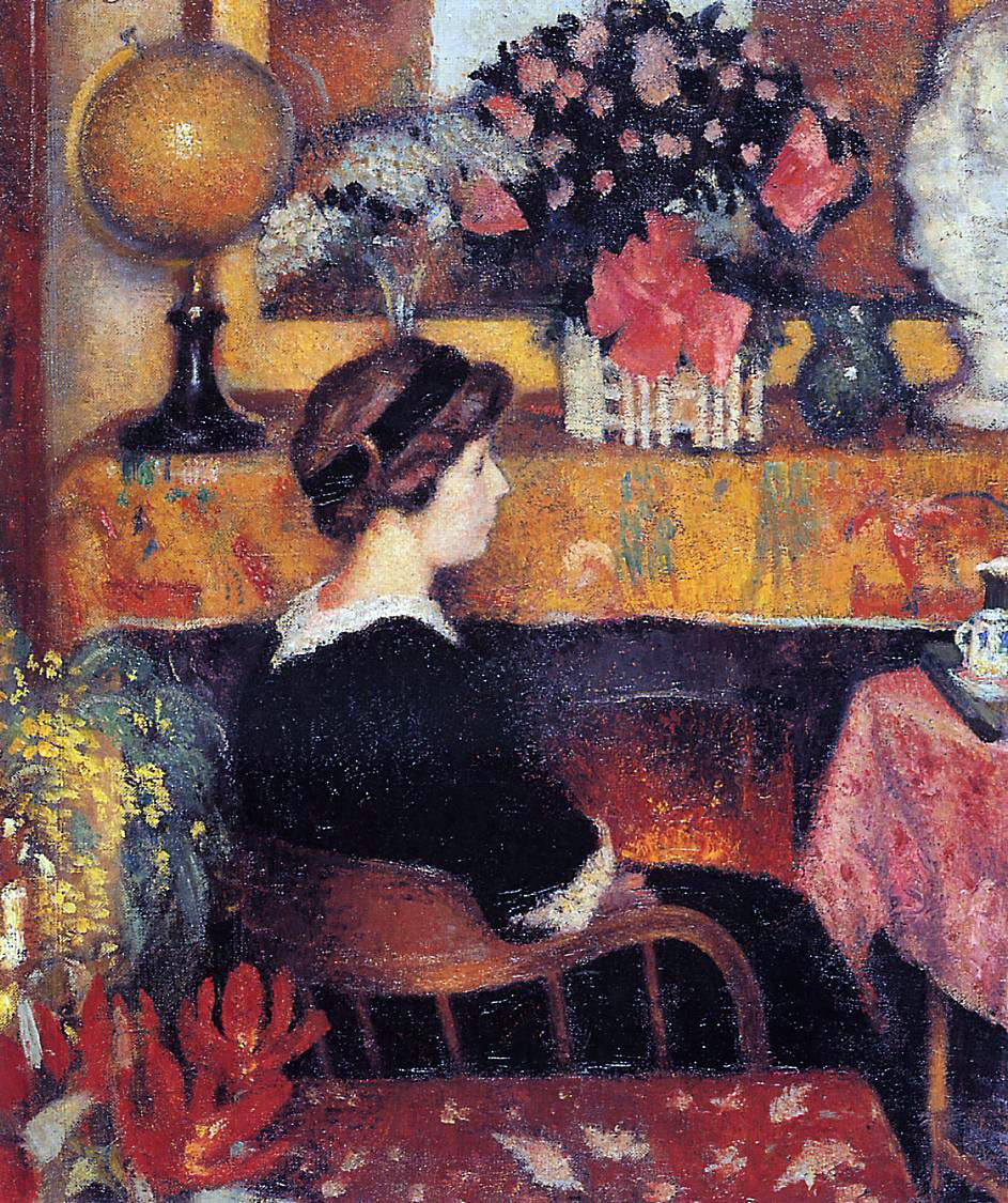 Georges Lemmen Madame Lemmen in a Flowery Interior - Hand Painted Oil Painting