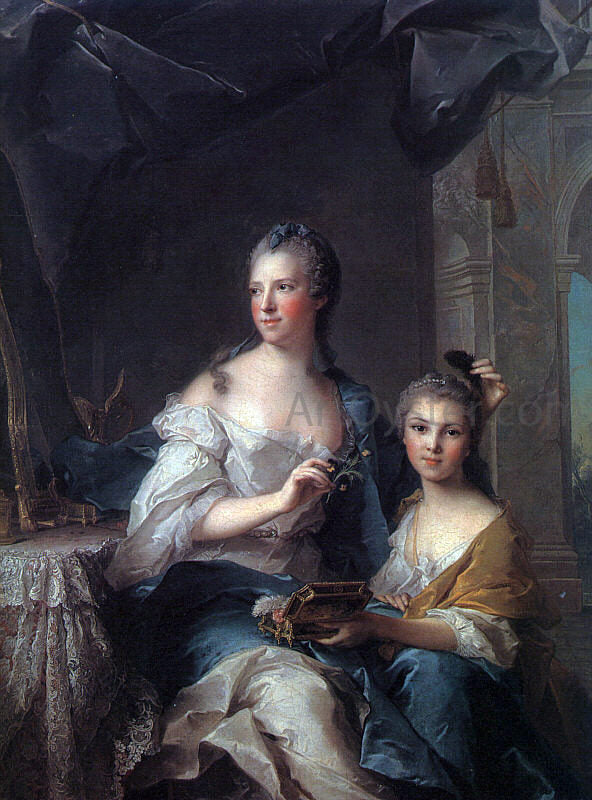 Jean-Marc Nattier Madame Marsollier and Her Daughter - Hand Painted Oil Painting